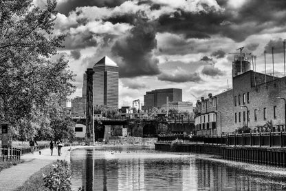 Canary Wharf, London Docklands, from the Regent's Canal