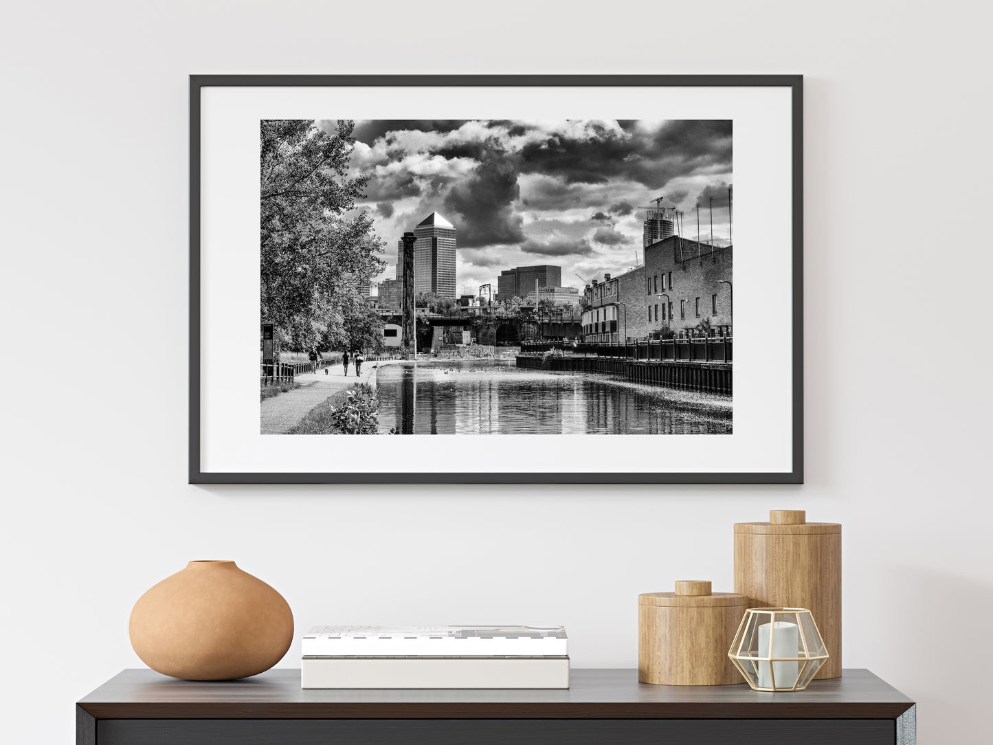 Canary Wharf, London Docklands, from the Regent's Canal