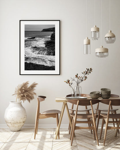 Trebarwith Strand Rocks, Limited edition, Fine Art Black and White Print