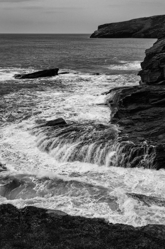 Trebarwith Strand Rocks, Limited edition, Fine Art Black and White Print